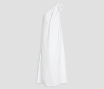 Maxikleid aus Popeline aus einer Baumwollmischung mit Falten und asymmetrischer Schulterpartie