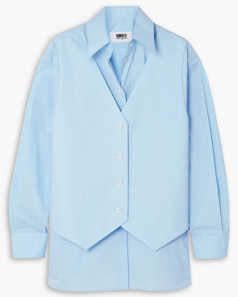 Maison Margiela Damen Mehrlagiges Hemd aus Baumwollpopeline Maison Margiela Damen Mehrlagiges Hemd aus Baumwollpopeline