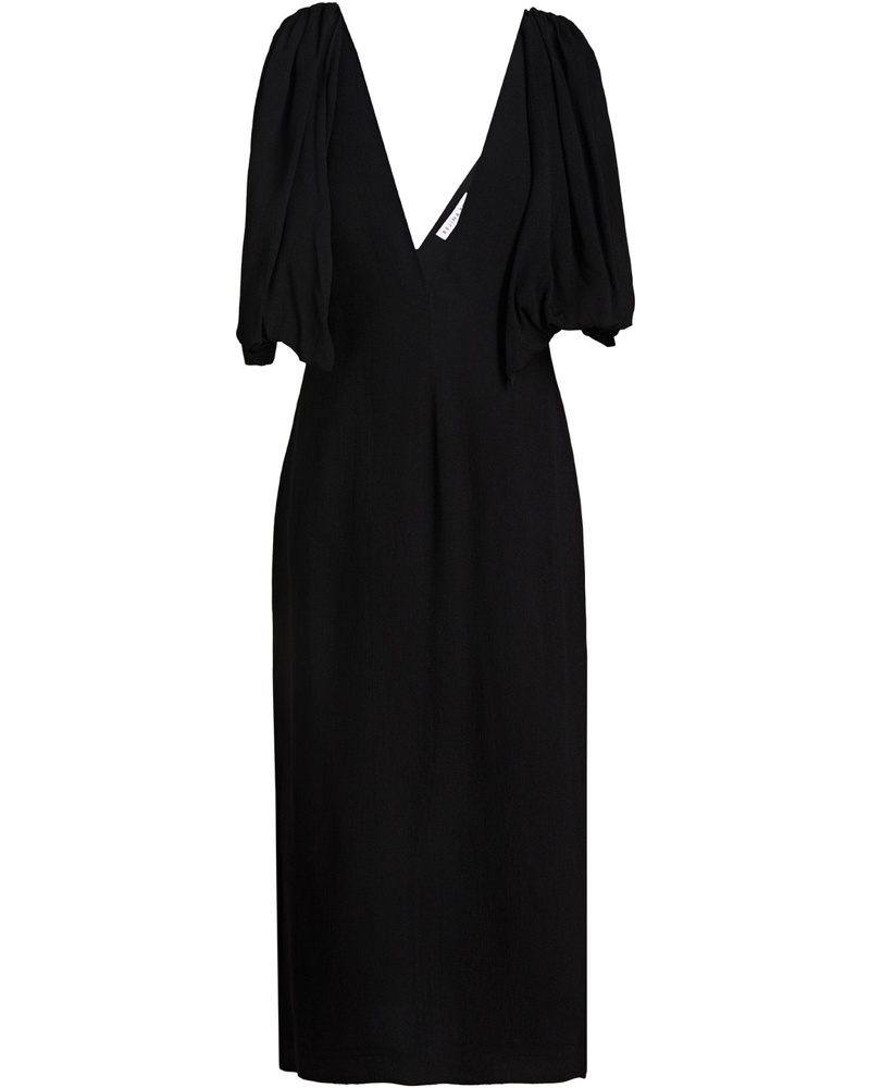 REJINA PYO Damen Norma drapiertes Midikleid aus Crêpe
