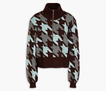 Dora Pullover aus einer Wollmischung mit Hahnentrittmuster und halblangem Reißverschluss