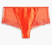 Splendeur Soie halbhohes Höschen aus Satin und Tüll mit Stickereien 0