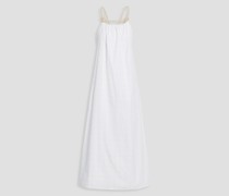 Gerafftes Maxikleid aus Walkstoff aus Baumwolle mit Karomuster