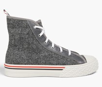 Sneakers aus Tweed mit Lederbesatz