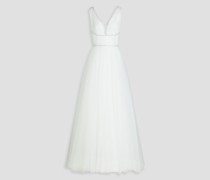 Plissiertes Brautkleid aus Tüll mit Verzierung