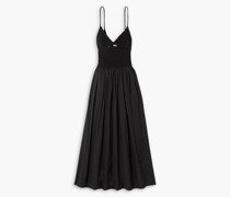 Maxikleid aus Stretch-Strick und Baumwollpopeline mit Cut-outs