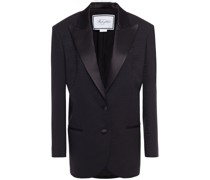 Blazer aus Jacquard aus einer Wollmischung mit Zebraprint und Satinbesatz