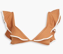 Bikini-Oberteil aus Stretch-Piqué mit Rüschen