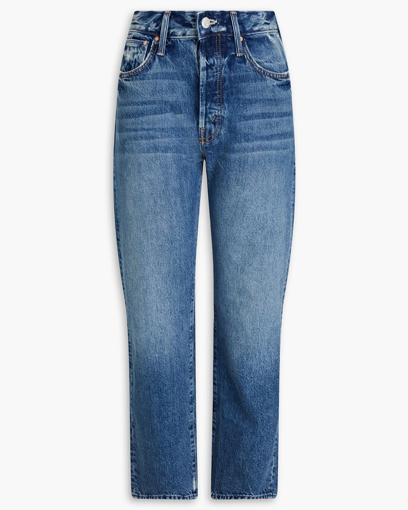 Mother Damen Hoch sitzende ausgewaschene Jeans mit geradem Bein inDistressed-Optik 29