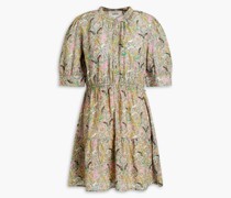 Gerafftes Hemdkleid mit floralem Print und Bindedetail vorne 0