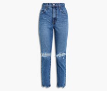 Frankie hoch sitzende Jeans mit schmalem Bein inDistressed-Optik
