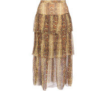 Ninety-Six tiered printed silk-georgette midi skirt