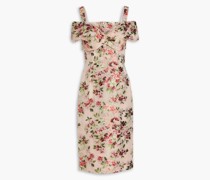 Kleid aus floralem Jacquard mit Metallic-Effekt und Cut-outs