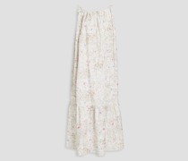 Gerafftes Midikleid aus Bio-Baumwollpopeline mit Print