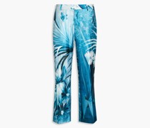 Tartaro Karottenhose aus Satin aus einer Bauwoll-Seidenischung it florale Print