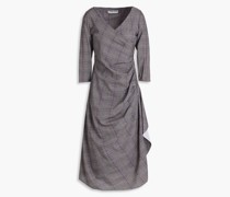Delia kariertes Midikleid aus Jersey mit Wickeleffekt
