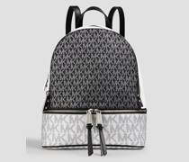 Rucksack aus strukturiertem Kunstleder mit Logoprint und Metallic-Effekt