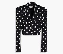 Cropped Blazer aus Jersey mit Polka-Dots