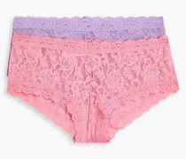 Set aus zwei Slips aus elastischer Spitze mit niedriger Taille