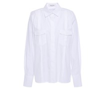 Pintucked cotton-poplin shirt