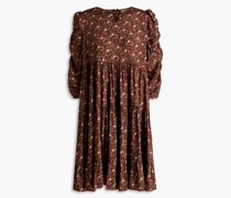 Geraffte Minikleid au Jacquard mit floralem Print