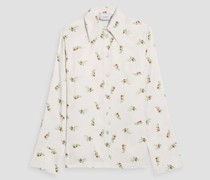 Pyjama-Oberteil aus Charmeuse mit floralem Print