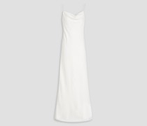 Drapierte Robe aus Stretch-Satin mit Kristallverzierung