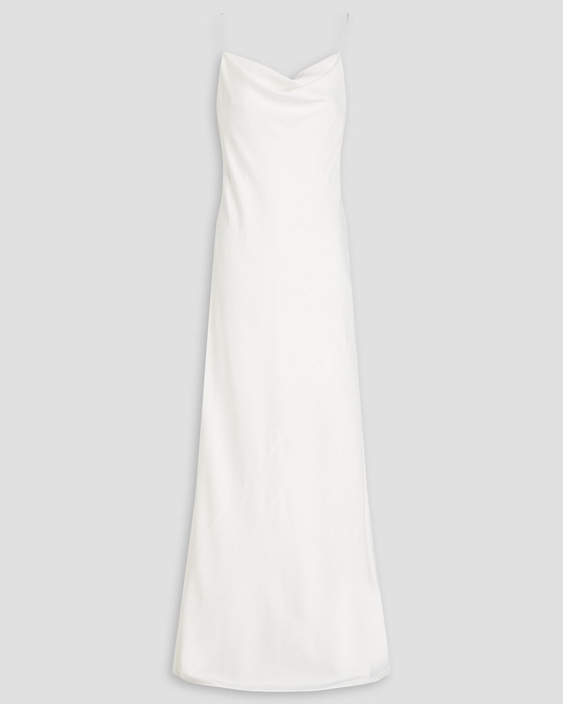 Aidan Mattox Damen Drapierte Robe aus Stretch-Satin mit Kristallverzierung