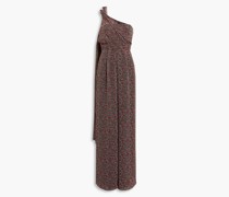 Drapierter Jumpsuit aus Chiffon mit floralem Print und asymmetrischer Schulterpartie