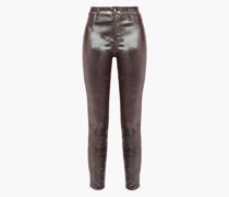 L8001 metallic lizard-effect leather skinny pants