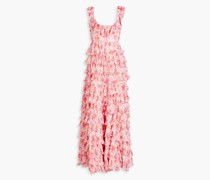 Gestuftes Maxikleid aus Georgette mit floralem Print S