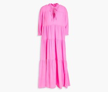 Giselle gestuftes Maxikleid aus Baumwollgaze mit Raffung