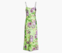 Slip Dress inMidilänge aus Stretch-Satin mit floralem Print und Verzierung