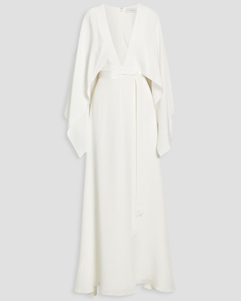 Halston Damen Isabel drapierte Robe aus Crêpe de Chine aus Seide