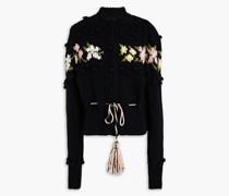 Gladys Cardigan aus einer Baumwollmischung mit Intarsienmuster und Troddeln