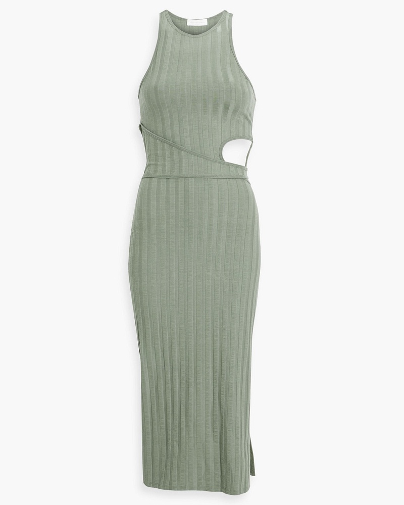 Jonathan Simkhai Damen Kaya geripptes Midikleid aus Jersey aus elastischem Tencel® mit Cut-outs S Jonathan Simkhai Damen Kaya geripptes Midikleid aus Jersey aus elastischem Tencel® mit Cut-outs S