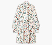 Plissiertes Hemdkleid inMinilänge aus Crêpe de Chine aus Seide mit floralem Print