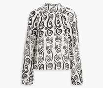 Harlow geraffte Bluse aus Crêpe mit Print S