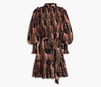 Bedrucktes Minikleid aus Baumwolle mit Raffung