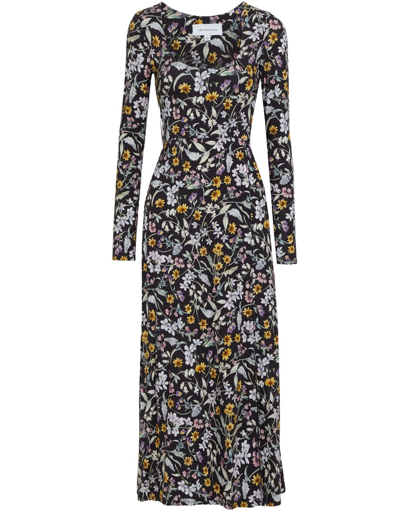 LES RÊVERIES Damen Midikleid aus Stretch-Modal mit floralem Print