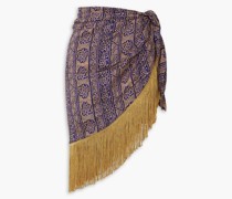 Bandhani Klein bedruckter Pareo aus Voile mit Fransen