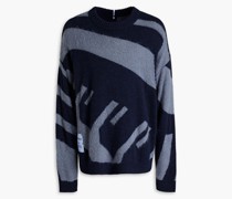 Strickpullover mit Intarsienmuster und Applikationen