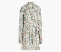 Verzierte Mini-Wickelkleid au Georgette mit Pailey-Print