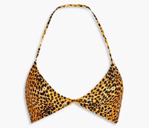 Triangel-Bikini-Oberteil mit Leopardenprint und Twist-Detail an der Vorderseite