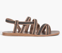 Sandalen aus Veloursleder mit Zierperlen