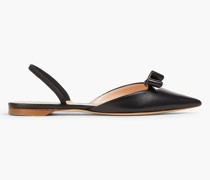 Mercato flache Slingback-Schuhe mit spitzer Kappe aus Leder mit Schleife und Cut-outs