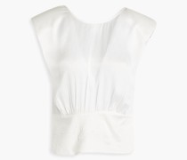 Gerafftes Oberteil aus glänzendem Twill mit Rückenausschnitt