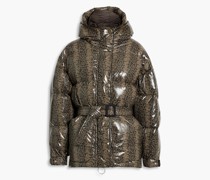 Michlin bedruckte Daunenjacke aus gestepptem Shell mit Kapuze