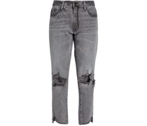 La Garcon halbhohe Boyfriend-Jeans inDistressed-Optik
