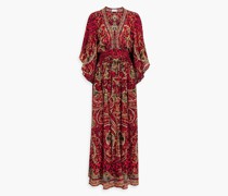 Bedrucktes axikleid aus Crêpe de Chine aus Seide it Verzierung