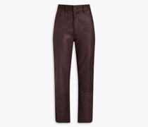 Cropped Hose mit geradem Bein aus Nubukleder